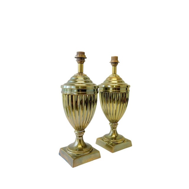 Large Empire Brass Urn Shaped Table Lamps from Kullmann, 1970s, Set of 2 For Sale - Image 4 of 11