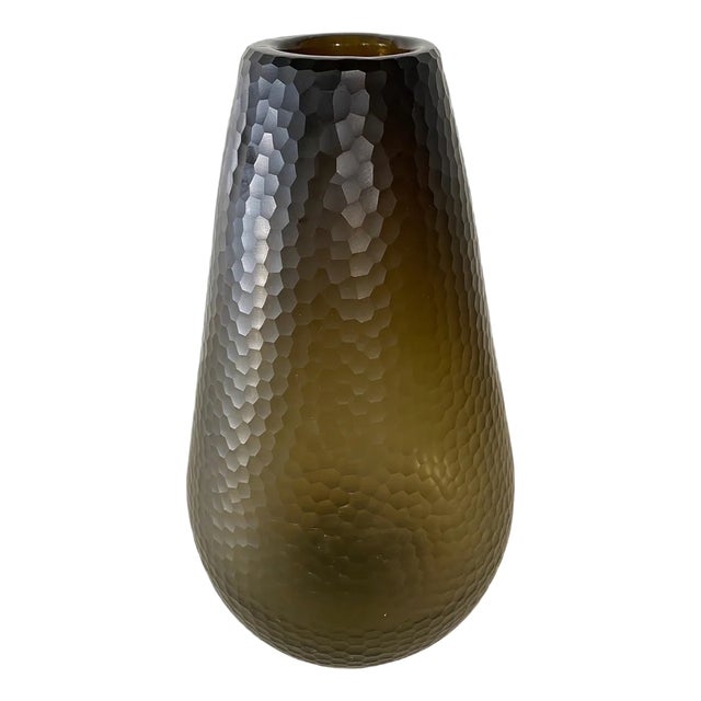 Battuto Nido D’Ape Amber Vase in the style of Carlo Scarpa, 1940s For Sale