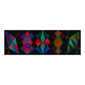 "Shields on Black #1” Abstract Oil Painting, by Mary Alice Copp, 5 Panels -