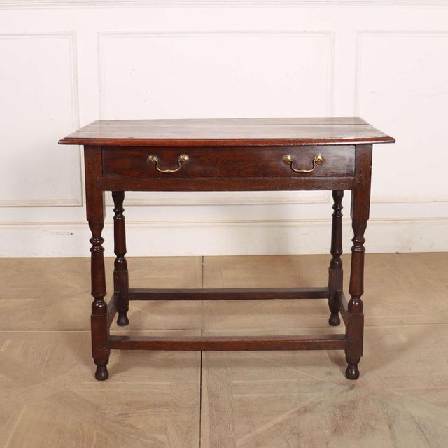Late 18th century English one drawer oak lamp table. 1780. This piece is designed in the style of the selected designer...