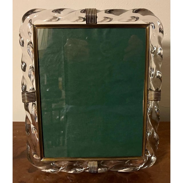 Large 1930's Art Deco Murano Glass Twisted Rope and Brass Picture Frame For Sale In New York - Image 6 of 12