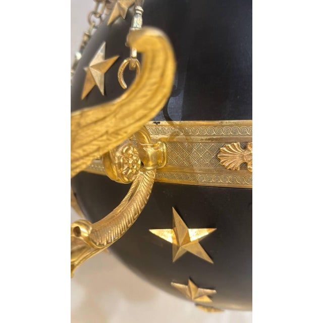 Late 19th Century French Empire Globe Chandelier With Swans For Sale - Image 4 of 9