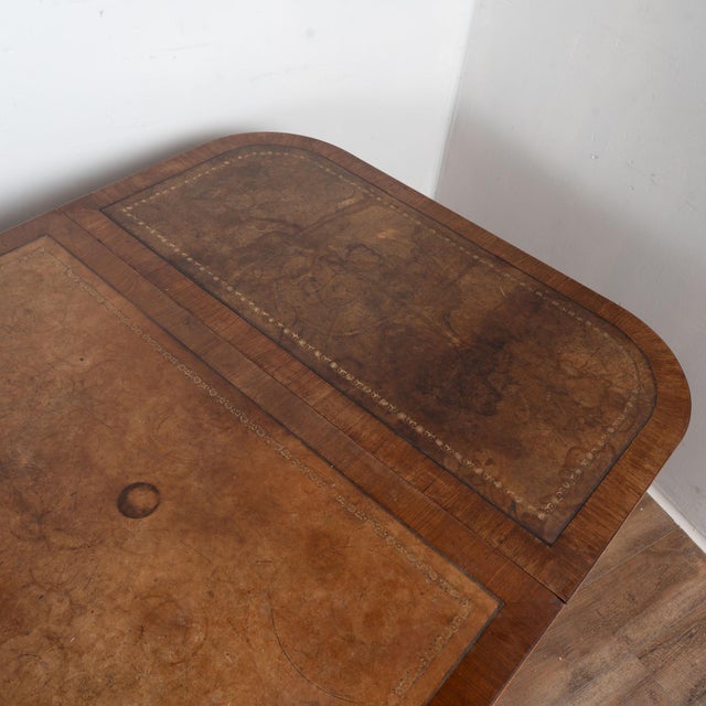 English Mahogany Leather Top Large Conference or Dining Table With Leaves, Circa 1900 For Sale - Image 9 of 16