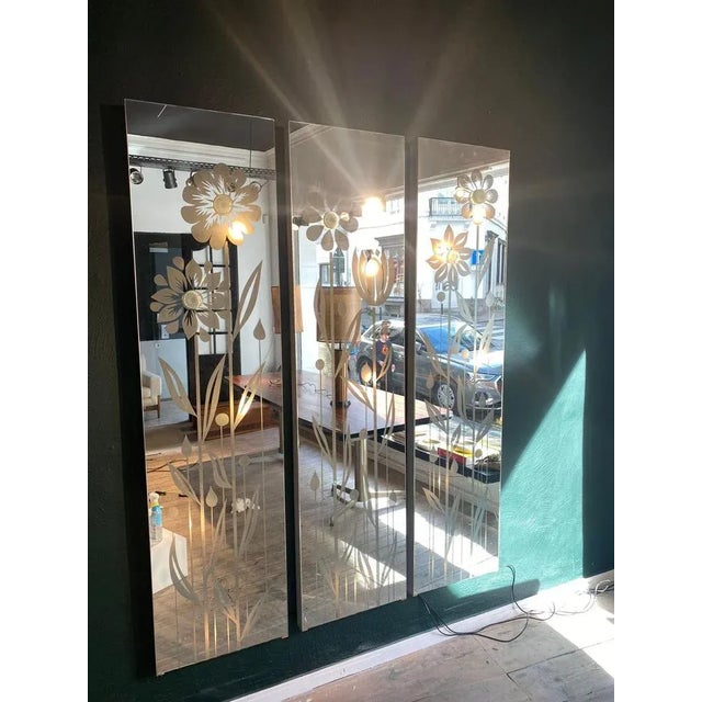 Backlit Mirrored Panels with Coat Hangers, 1970s, Set of 3 For Sale - Image 4 of 8