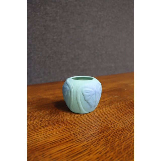 Van Briggle Butterfly Vase, Ming Blue Matte Glaze For Sale In Philadelphia - Image 6 of 9