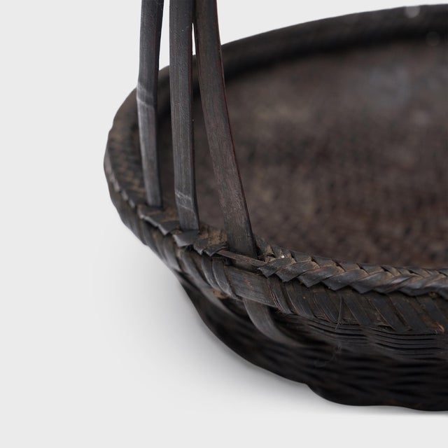 Chinese Woven Bamboo Flower Basket, C. 1940 For Sale - Image 4 of 5