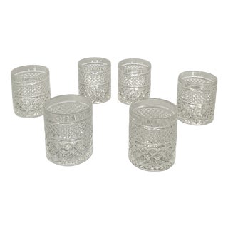 Italian Modern Round Glasses in Crafted Glass, 1970s, Set of 6 For Sale