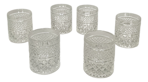 Italian Modern Round Glasses in Crafted Glass, 1970s, Set of 6
