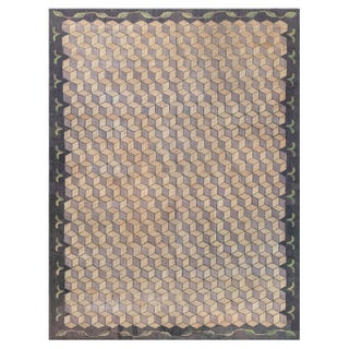 Doris Leslie Blau Vintage American Hooked Geometric Rug For Sale