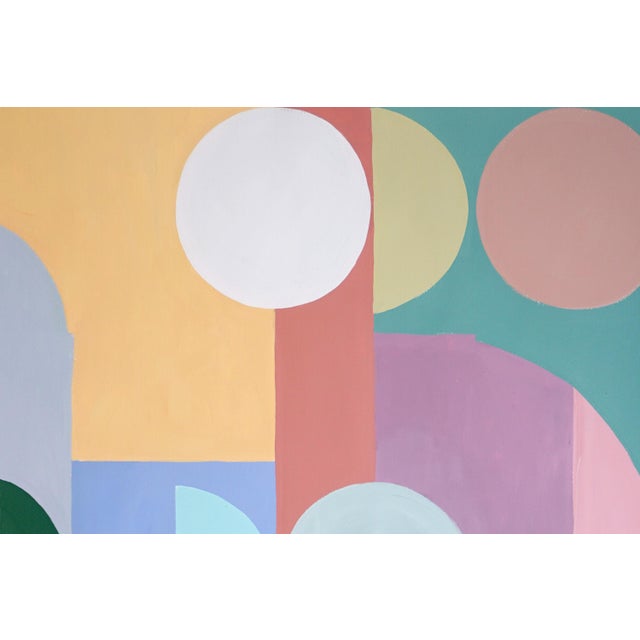 Pink 2026, Art Deco Diagrams Painting, Vivid Tones Geometric Shapes Diptych, Acrylic Paint on Watercolor Paper by Natalia Roman For Sale - Image 8 of 10
