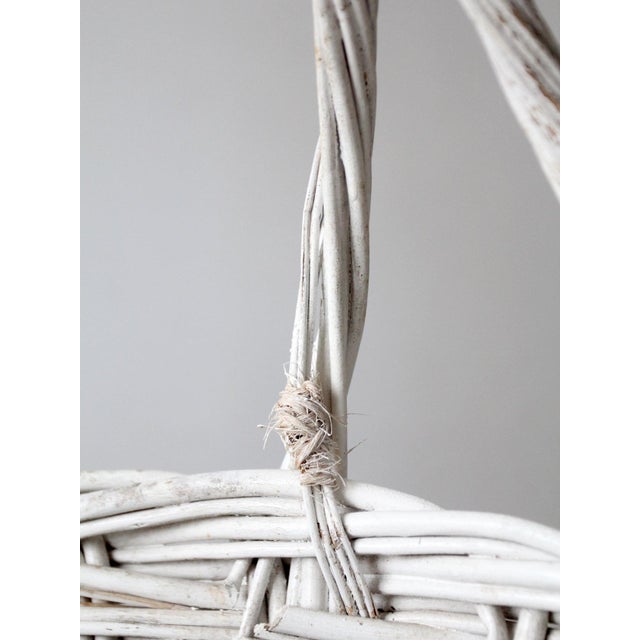 Vintage White Wicker Gathering Basket With Double Handles For Sale - Image 13 of 17