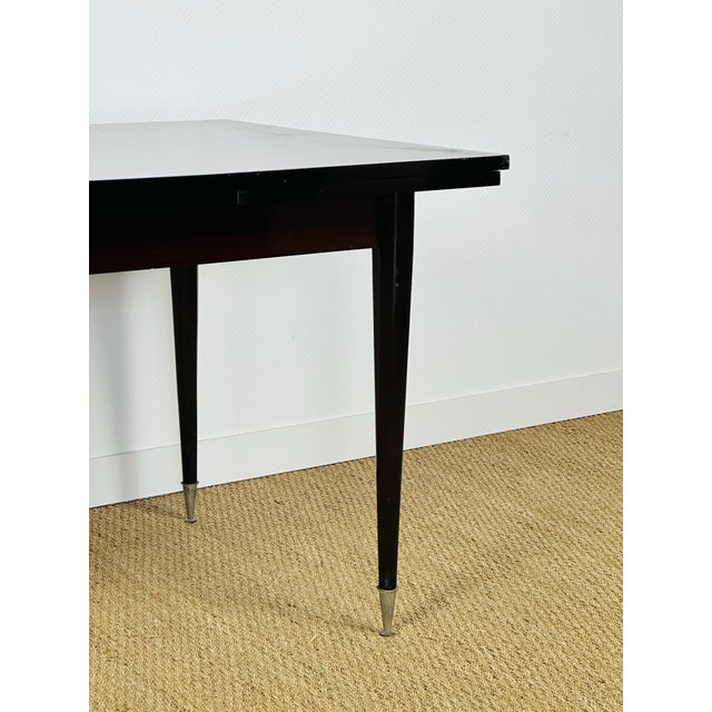 Wood Art Deco Modern Extendable Dining Table in Macassar Ebony, France, 1950s For Sale - Image 7 of 14