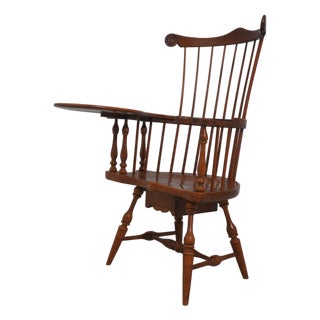 Frederick Duckloe Oak, Cherry, and Walnut Comb-Back Windsor Desk Writing Chair For Sale