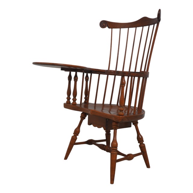 Frederick Duckloe Oak, Cherry, and Walnut Comb-Back Windsor Desk Writing Chair For Sale