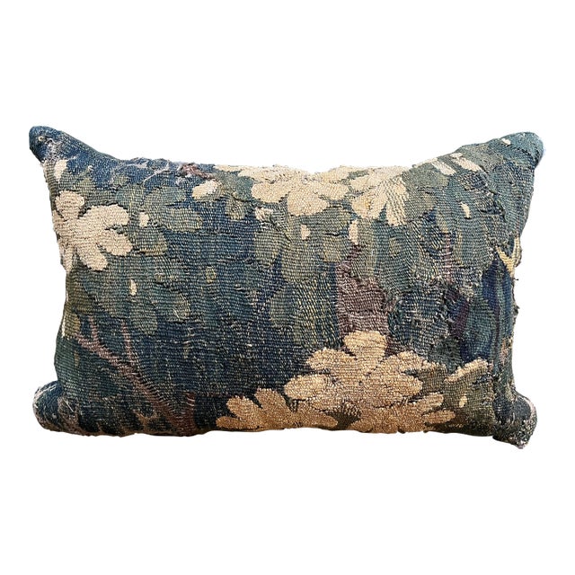 A Large 18th Century Pillow With Verdure Tapestry For Sale