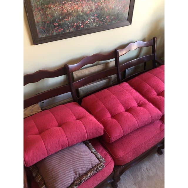 Vintage Wood Sofa With Tufted Horsehair Cushions Chairish