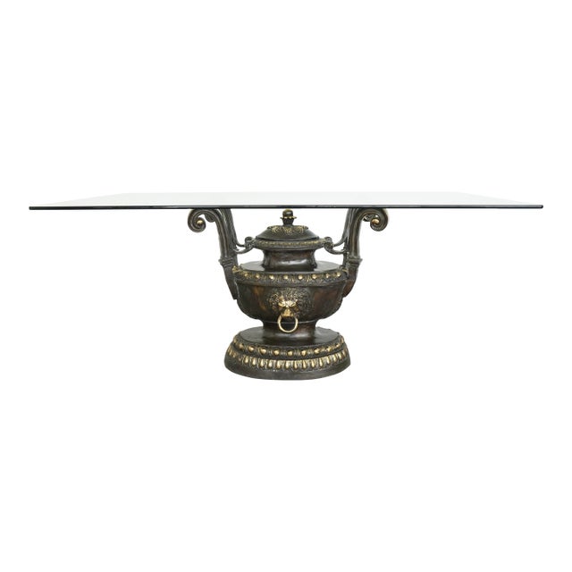 Vintage La Barge Neoclassical Glass Top Dining Table For Sale