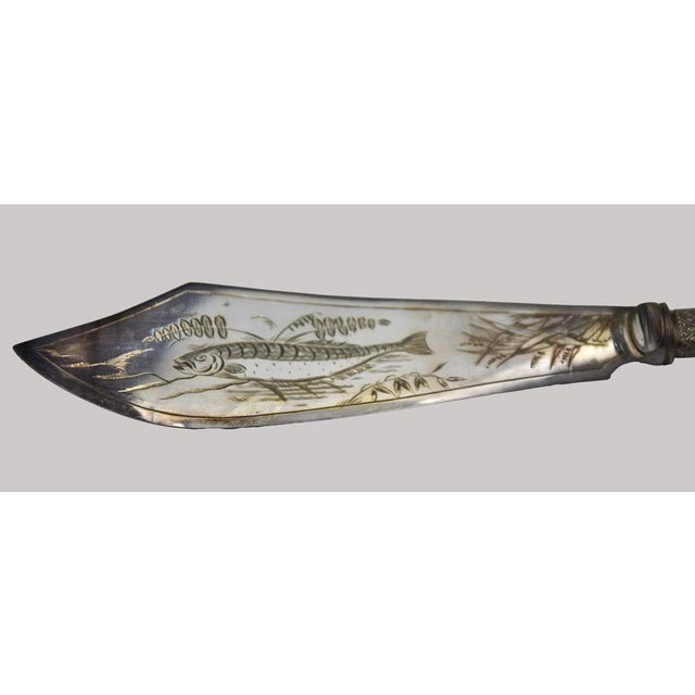 Antique Silver Fish Cutlery Set by English Goldsmiths, 1875, Set of 2 For Sale - Image 3 of 5