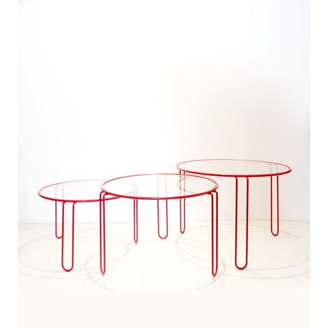 Red Minimalist Red Nesting Tables, 1970s, Set of 3 For Sale - Image 8 of 8