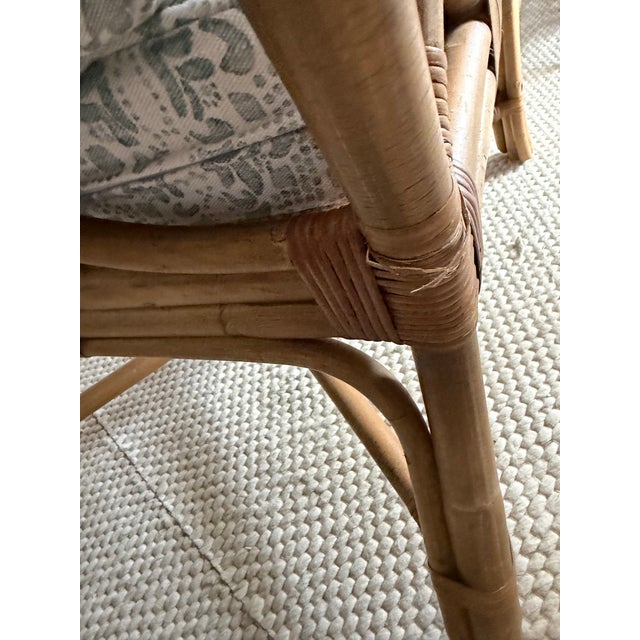 Brown Natural Rattan Wingback Watson Chair, Upholstered, 2 Available For Sale - Image 8 of 8