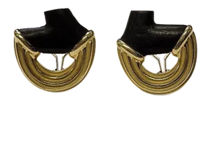 Pair of Ridged 18k Gold and Ebony Branch Earrings by Christopher Walling