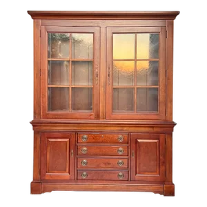 Bassett Furniture Rustic European Style Cherry China Cabinets Hutch