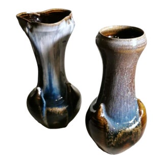 Vintage French Porcelain Stoneware 'Gres' Vases- a Pair For Sale
