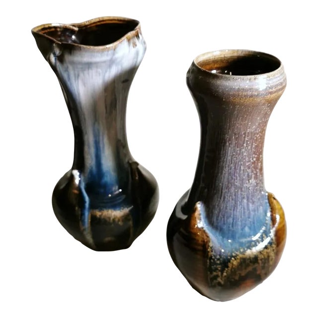 Vintage French Porcelain Stoneware 'Gres' Vases- a Pair For Sale