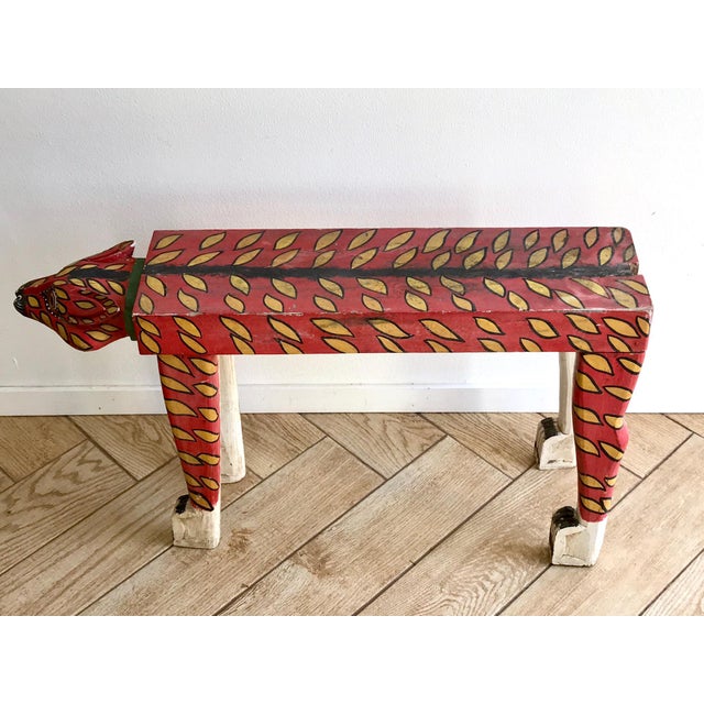 1970s Folk Art Hand Crafted Wooden Cat Side Table Chairish