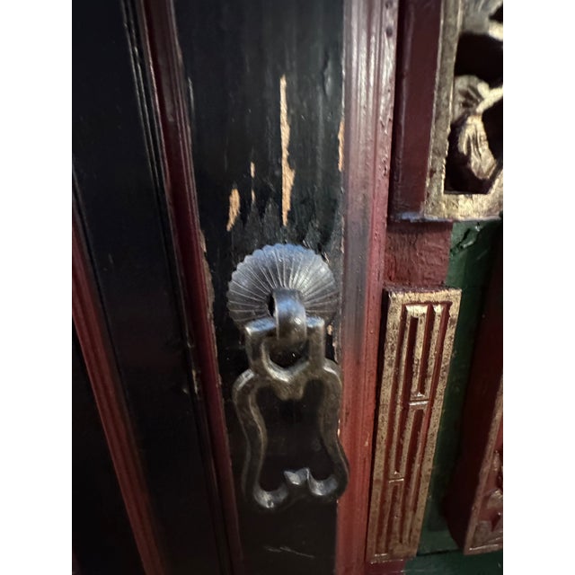 Black Large Carved Antique Chinese Cabinet Console From Fujian Province For Sale - Image 8 of 16