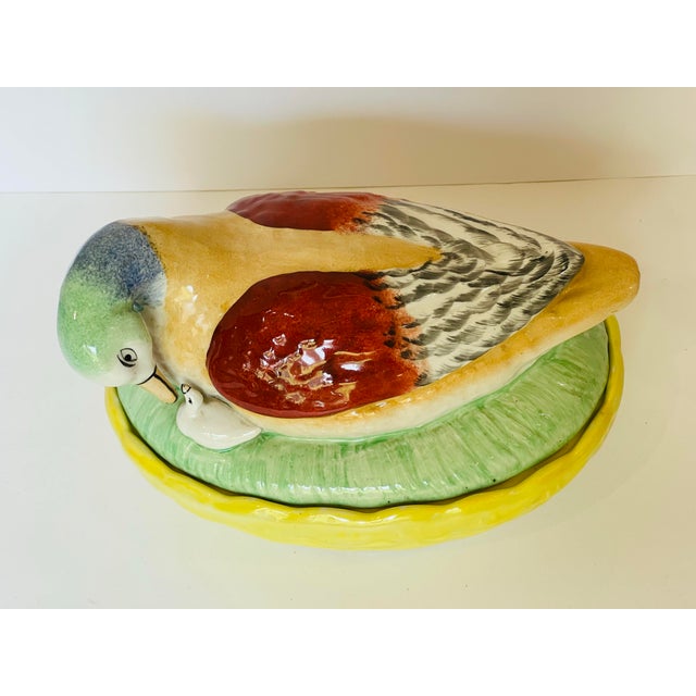 Antique 19th C. Staffordshire Pottery Nesting Duck with Baby Tureen Nice size, approx 10” long, 6.5” tall and 7 inches...