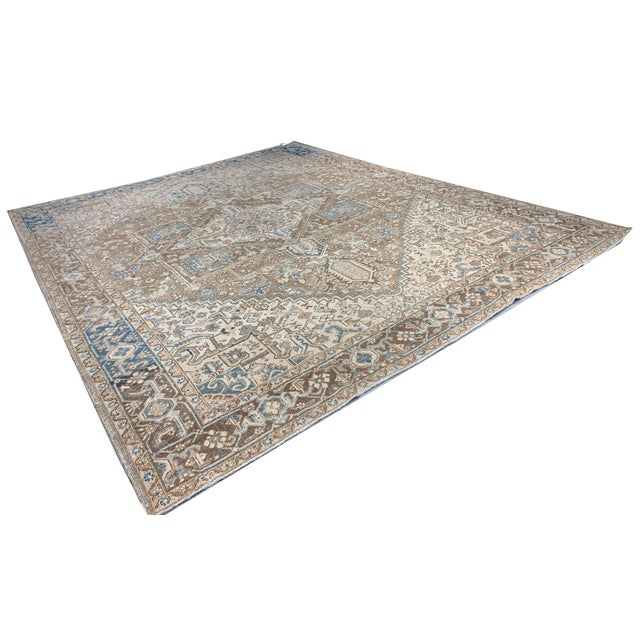 Textile Vintage Circa 1940 Lightly Distressed Heriz Rug 9'10 X 12'6 For Sale - Image 7 of 10