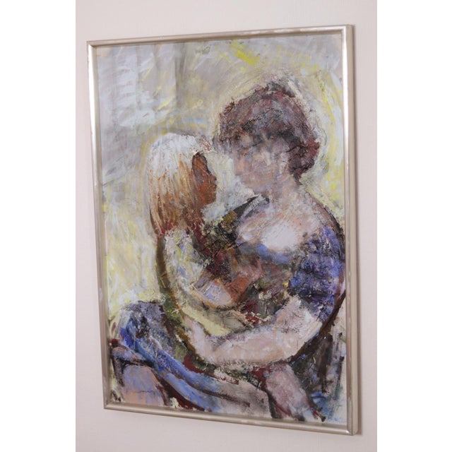 Original Swedish Oil on Canvas – “Mother with Child” by Bertil Wahlberg – Vintage & Framed – 103.5 × 74.5 cm (40.7" ×...