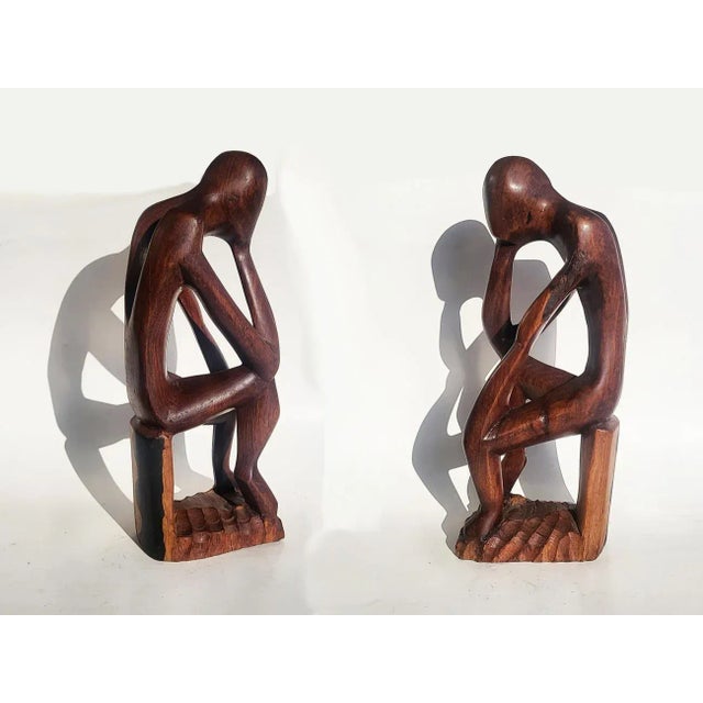 Mid-Century Modern 1960s Carved Wood Thinking Man Sculpture For Sale - Image 3 of 11