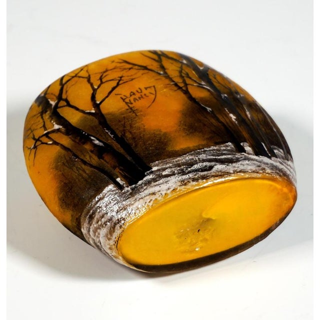 Glass Art Nouveau Cameo Vase with Winter Landscape by Daum Nancy, France, 1900 For Sale - Image 7 of 8
