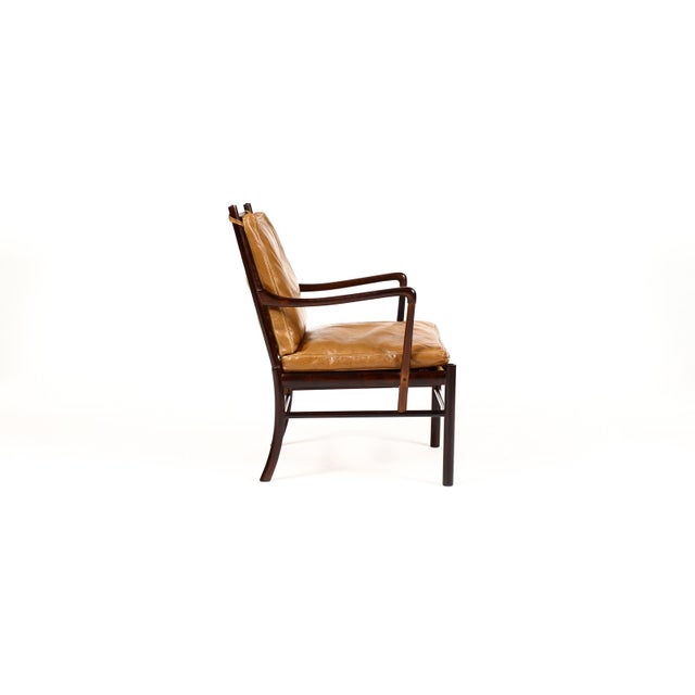 Poul Jeppesen 1960s Danish Modern / Mid Century Rosewood Colonial Armchair – Ole Wanscher for Poul Jeppesen – Cognac Leather For Sale - Image 4 of 16