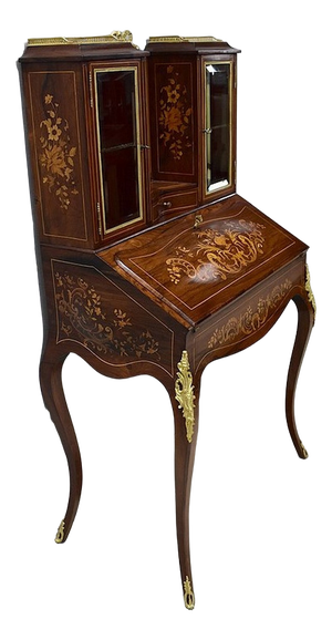 Small 19th Century Napoleon III Happiness of the Day Secretary in Marquetry