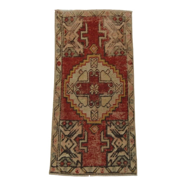 Vintage Worn Mini Rug For Sale