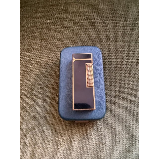 Art Deco Rare Vintage Dunhill Gold Plated Black Lacquer Lighter Original Sky Case For Sale - Image 3 of 13