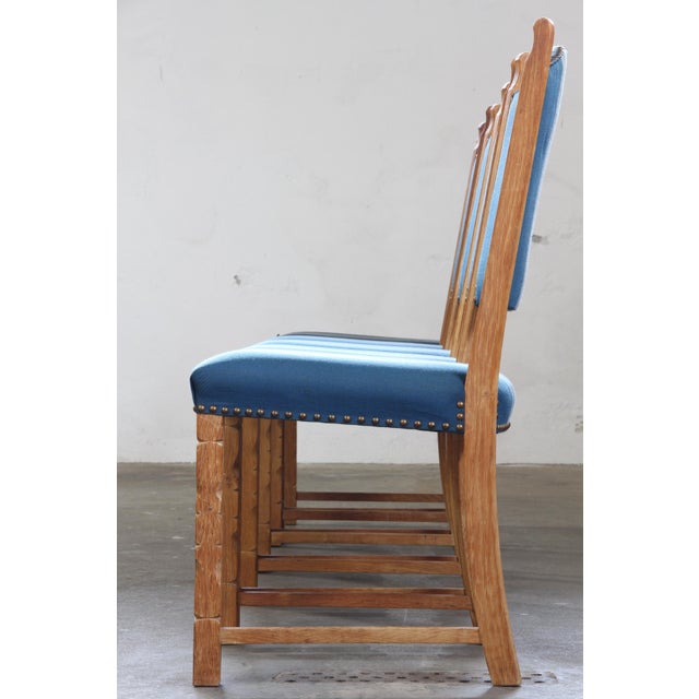 Mid-Century Modern Danish Oak Dining Chairs in the style of Henning Kjærnulf, 1960, Set of 5 For Sale - Image 4 of 17
