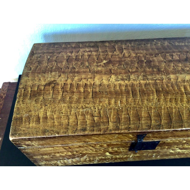 Folk Art Antique Folk Art Dome Painted Chest For Sale - Image 3 of 11