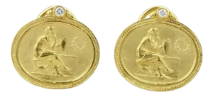 Siedengang Diamond 18k Yellow Gold Muse Post Clip Earrings - 2 Pieces