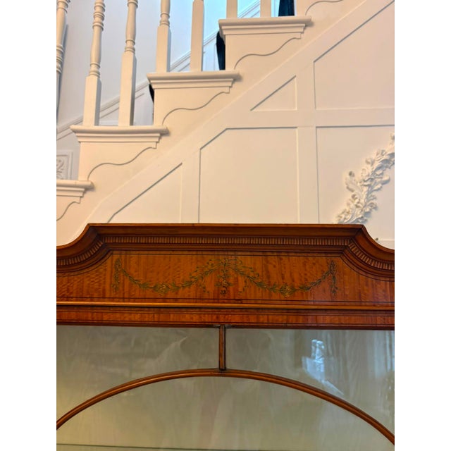 Antique Victorian Satinwood Inlaid Bow Front Display Cabinet, 1890 For Sale - Image 11 of 18