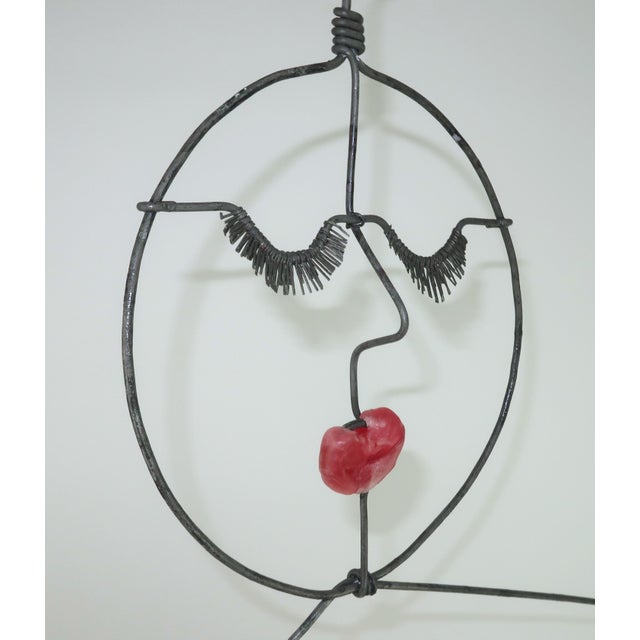 Artist Made Wire Lady Hanger With Wax Lips, 1980’s For Sale - Image 9 of 12