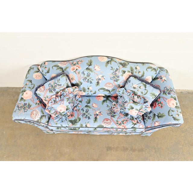Baker Furniture English Traditional Floral Upholstered Roll Arm Camelback Sofa For Sale In South Bend - Image 6 of 15