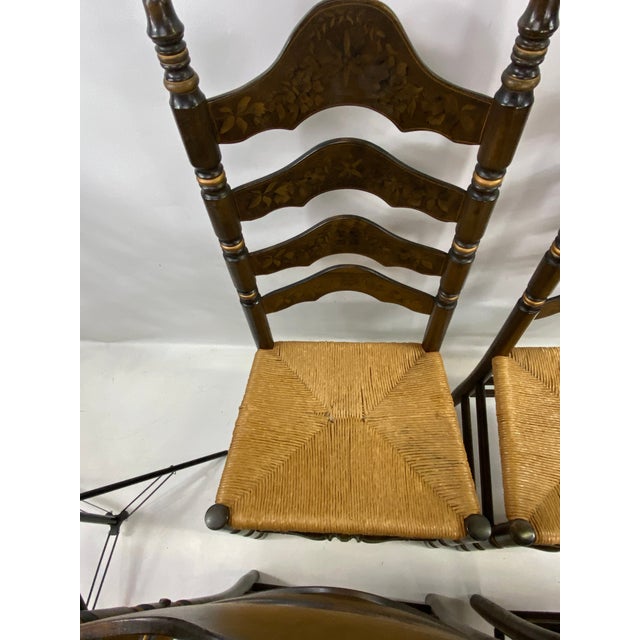 Ethan Allen Stencil Colonial Ladder Back Chairs Set of 4, Rush Seat