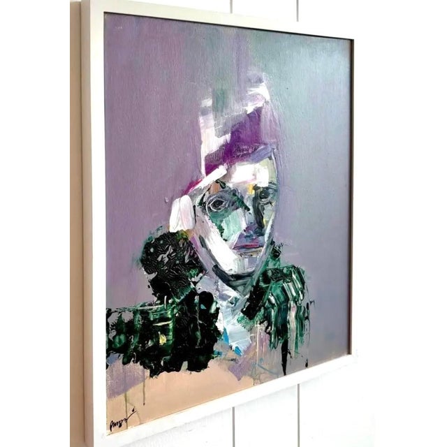 Mid 20th Century Vintage Boho Original Abstract Figurative Oil Painting on Canvas For Sale - Image 5 of 9