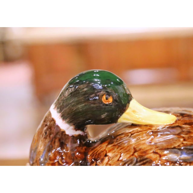 Late 20th Century Italian Majolica Duck Form Soup Tureen With Ladle For Sale - Image 4 of 16