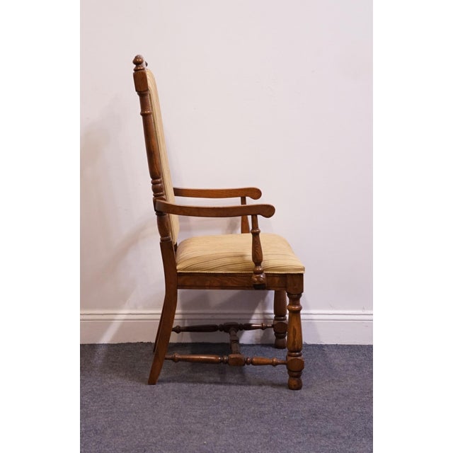 Late 20th Century High End Vintage Solid Oak Rustic European Dining Arm Chair For Sale - Image 5 of 8