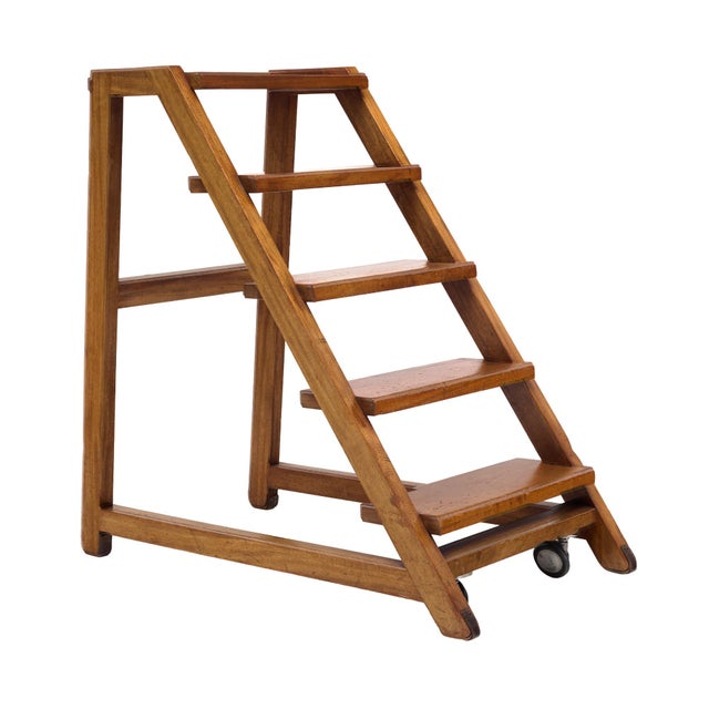 Charming French library steps, circa 1940, crafted in solid oak with a beautifully warm, naturally aged patina. The design...